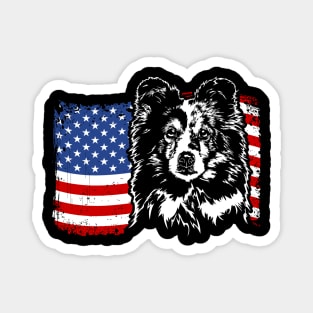 Proud Sheltie American Flag patriotic gift dog Magnet