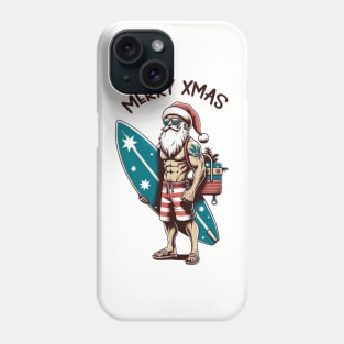 Surfer Santa Claus, Christmas Phone Case