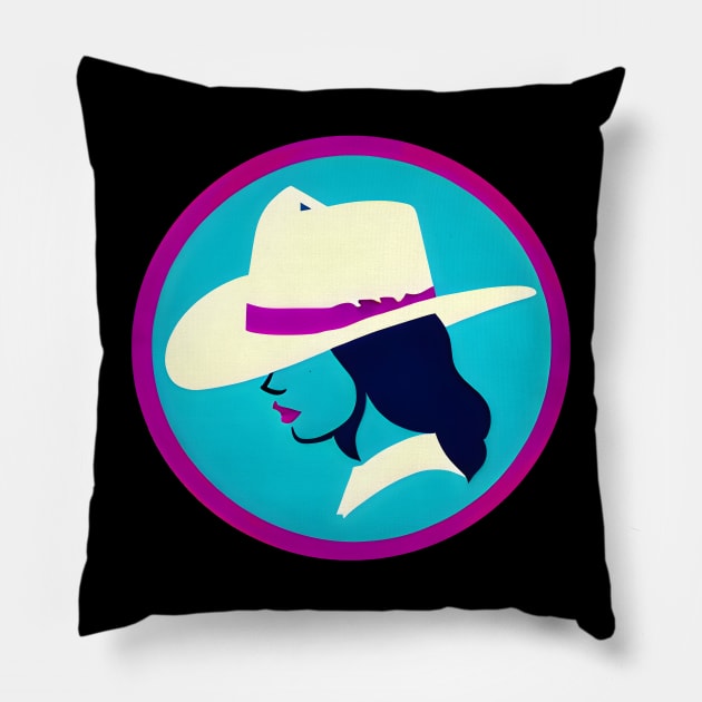 Retro Western Cowgirl 02 Pillow by CGI Studios