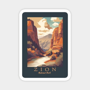 Zion National Park Vintage Travel Poster Magnet