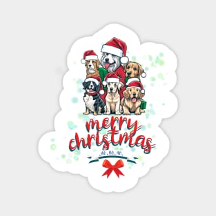 Cute dogs with christmas hat ,Merry Christmas Magnet