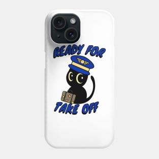 Funny black cat is a pilot Phone Case