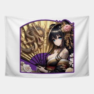 Geisha Dragon Lady Tapestry