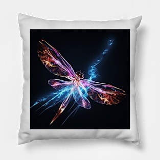 Magical Dragonfly Neon Art Pillow