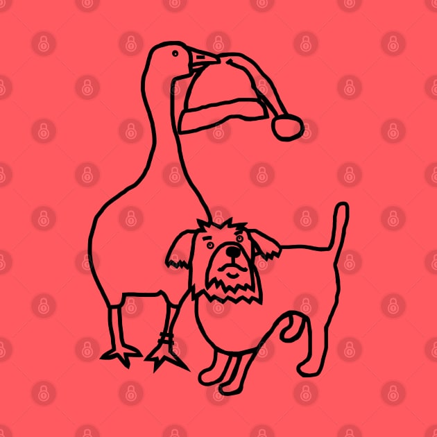 Goose Steals Santa Hat from Cute Dog Outline by ellenhenryart