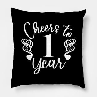 Cheers To 1 Year - 1st Birthday - Anniversary Pillow