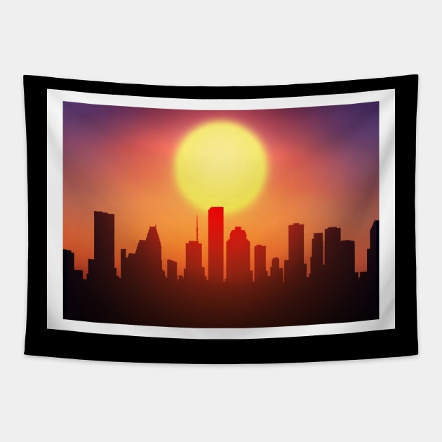 Downtown Sundown Tapestry by datjiveturkey