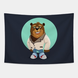 Cool California Hippie Brown Bear Artwork Tapestry