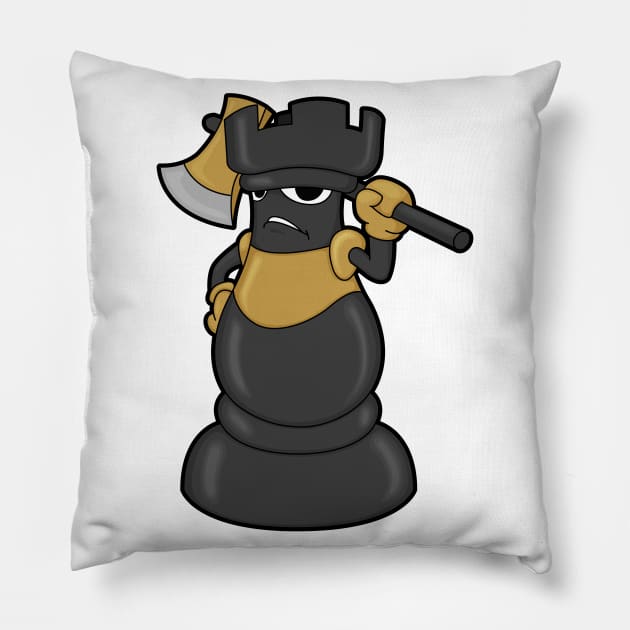 Chess piece Rook at Chess with Axe Pillow by Markus Schnabel