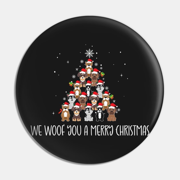 We Woof You a Merry Christmas / Snow Christmas Dog Lover Santa Hat Pin by WassilArt