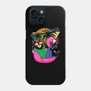 Retro 80s 90s Flamingo Cat Gifts Men Kids Women Funny Cat Phone Case