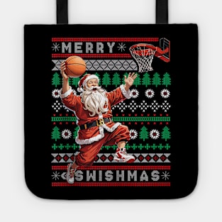 Merry Swishmas Santa - Ugly Christmas Basketball - Xmas Sports Tote