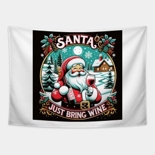 Santa, Just Bring Wine Tapestry