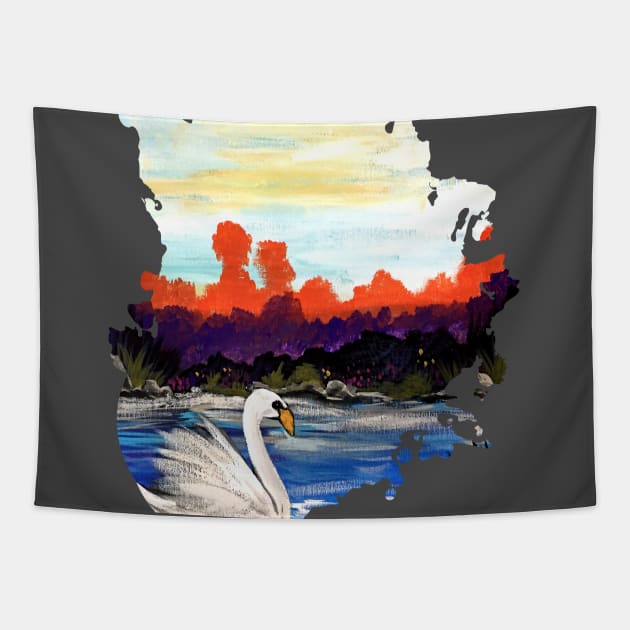 Swan Life Tapestry by adamzworld