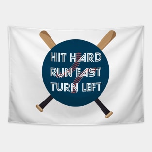 Hit Hard Run Fast Turn Left Softball Players Baseball Fans Pitcher Life Tapestry