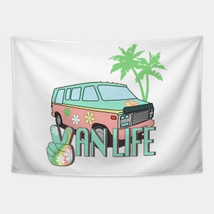 Retro Hippie Van Life Tapestry