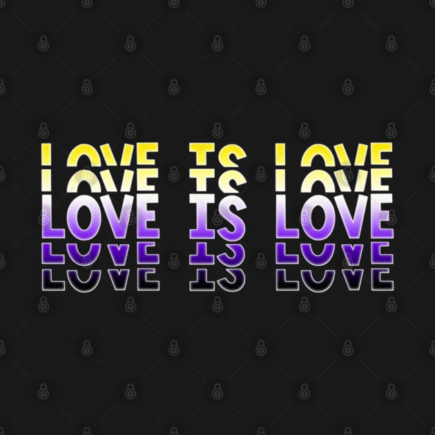 Vintage Retro Love is Love Nonbinary Stacked Letters NB Enby Pride Flag by AmbersDesignsCo