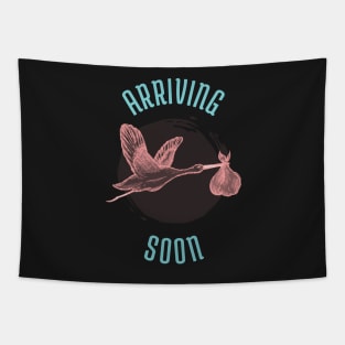 Baby Girl Arriving Soon Tapestry