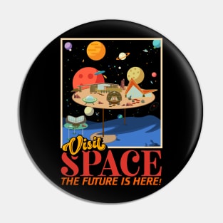 Retro Visit Space Mid Century Style Future Space Travel Pin