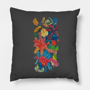 Colorful Abstract Art Finger Painting Pillow