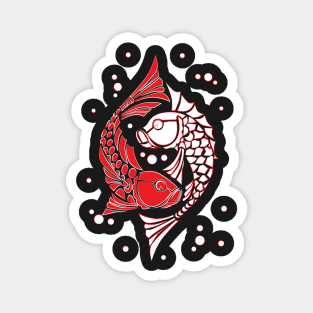 Red and white koi fish. Symbol of good luck Magnet