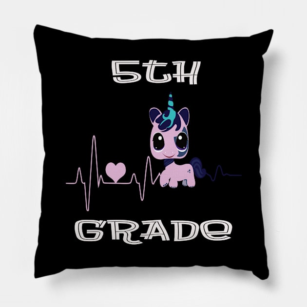 5th Grade Pretty Unicorn Design Heartbeat Pillow by familycuteycom