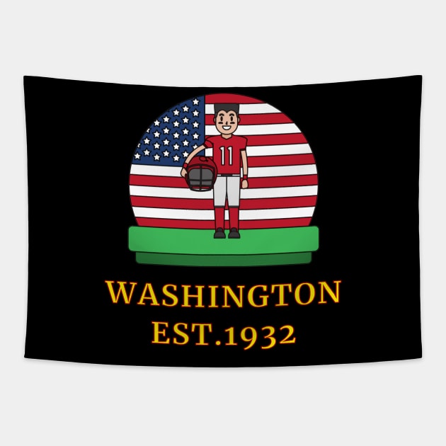 Washington Football DC Sports Team With American Flag Style, Vintage Washington Football DC Sports Team Novelty Gift Tapestry by WPKs Design & Co