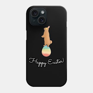 Cute bunny stands on painted easter egg Phone Case