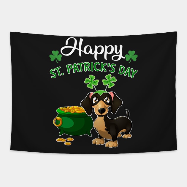 Happy St Patrick_s Day For Dachshund Lovers T shir Tapestry by TeeLovely