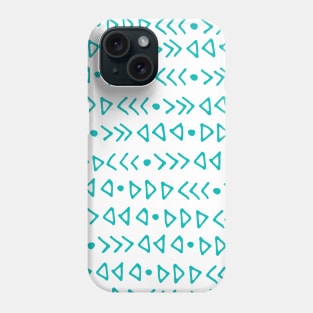 Teal Blue and White Modern Triangles and Arrows Pattern Phone Case