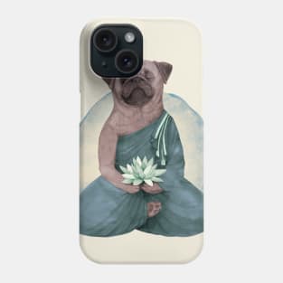 meditating pug with lotus flower 2 Phone Case