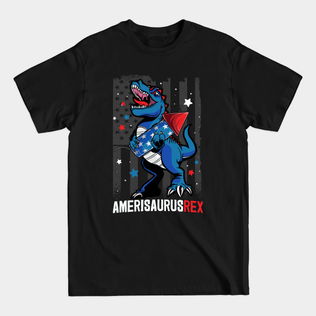 Discover Amerisaurus Dinosaur US Flag 4th of July Kids Boys Men T Rex - 4th Of July - T-Shirt