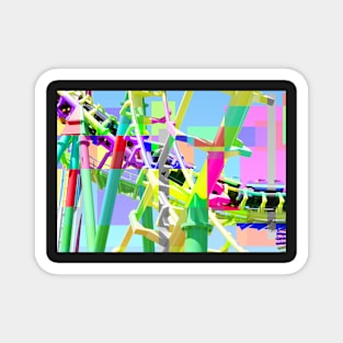 Pastel Colored Rollercoaster Squared Magnet