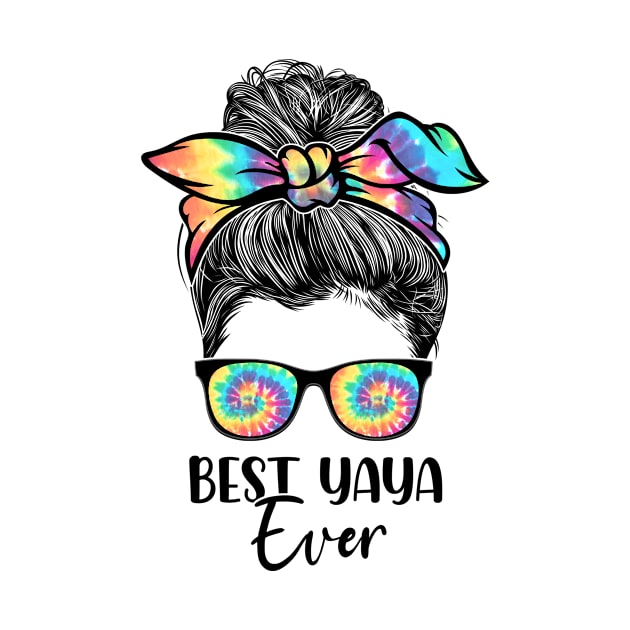 Best Yaya Ever Tie Dye Messy Bun Bandana Mother's Day by Harle