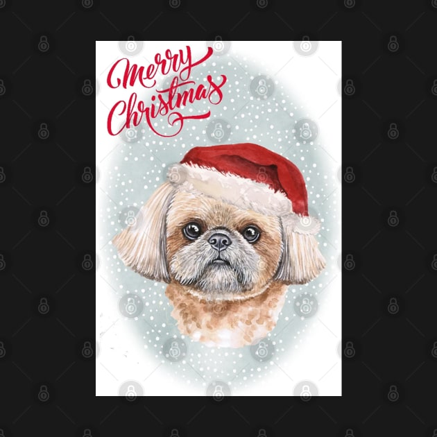 Shih Tzu Merry Christmas Santa Dog by Puppy Eyes