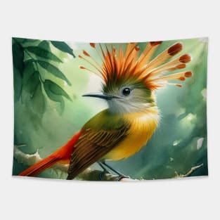 Colorful Royal Flycatcher - Watercolor Bird Tapestry