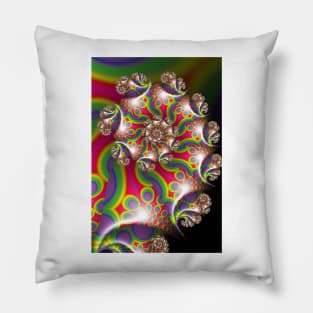 Multicolored Spiral Fractal Pillow