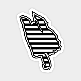 Thetis Island Silhouette in Black and White Stripes - Simple Line Pattern - Thetis Island Magnet