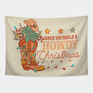 Have Yourself A Howdy Christmas Western Holiday Theme Tapestry