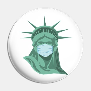 Statue of Liberty wears a mask Pin