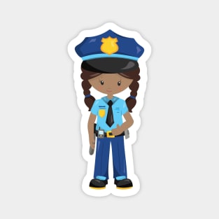 African American Girl, Police Girl, Police Officer Magnet