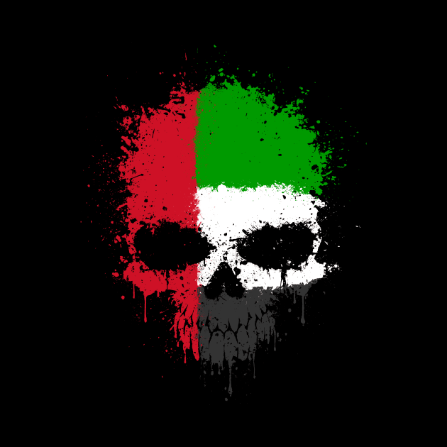 Chaotic UAE Flag Splatter Skull by jeffbartels