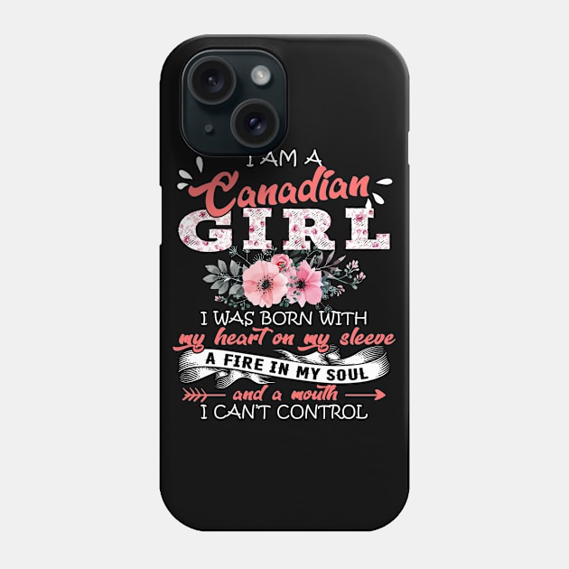 Canadian Girl I Was Born With My Heart on My Sleeve Floral Canada Flowers Graphic Phone Case by Kens Shop