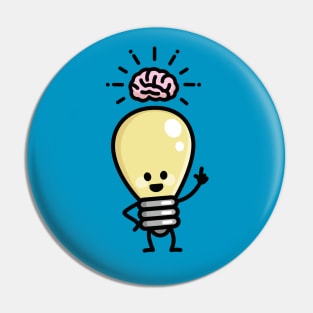 Idea creative genius light bulb brains creativity cartoon Pin