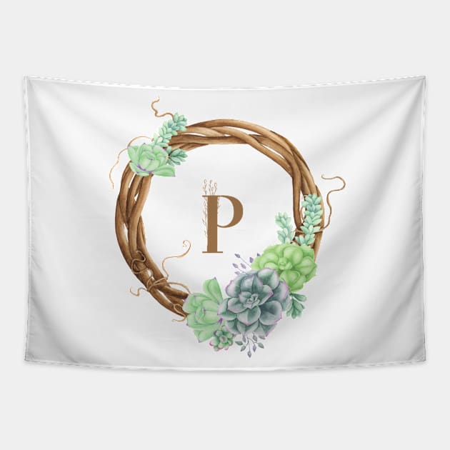 Woodland Monogram P Tapestry by MysticMagpie