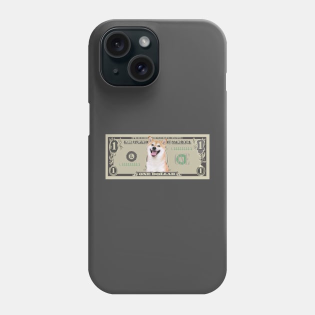 Shiba Inu Doge - Dollar bill Phone Case by WallStreet Arts