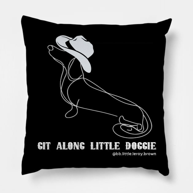 Git A Long Little Doggie (WHITE) Single Line Art Design Pillow by Long-N-Short-Shop