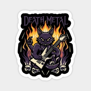 Death Metal Satanic Baphomet Cat playing guitar Magnet