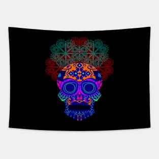 neon skeleton crown in floral ecopop pattern Tapestry