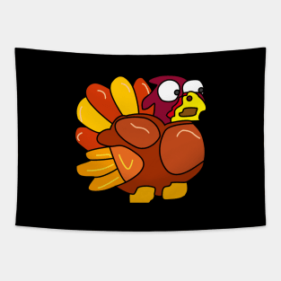 Chicken Turkey (eyes looking down right and facing the right side) - Thanksgiving Tapestry